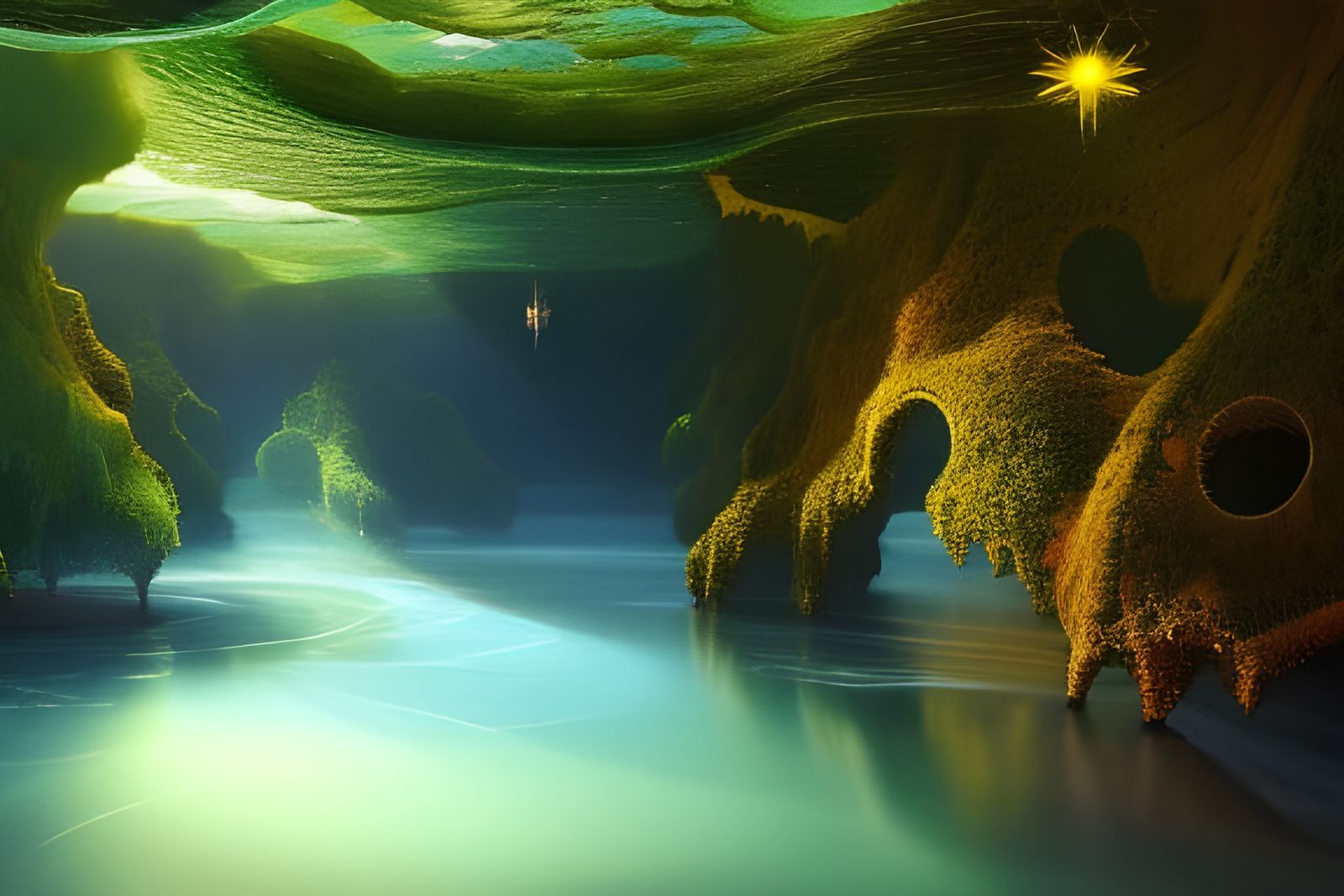 Ethereal Elvish City Beneath the Sea
