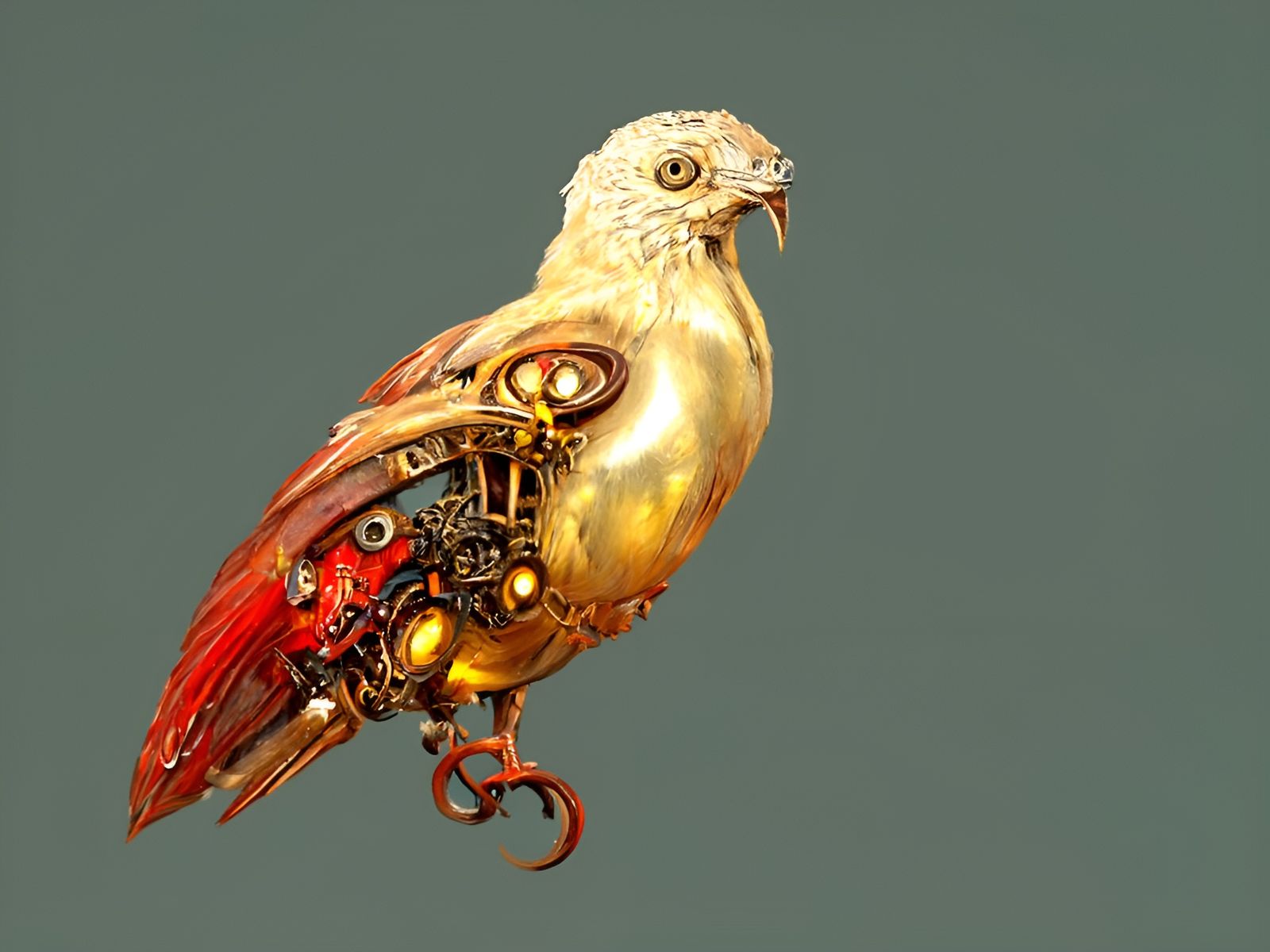 Golden Clockwork Bird: Steampunk Victorian Automaton
