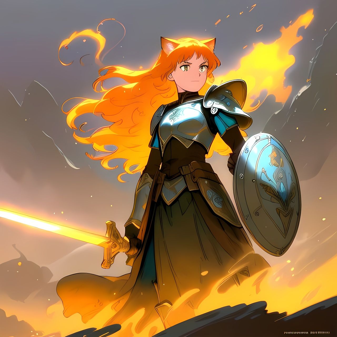 Fierce Feline Warrior in Epic Battle