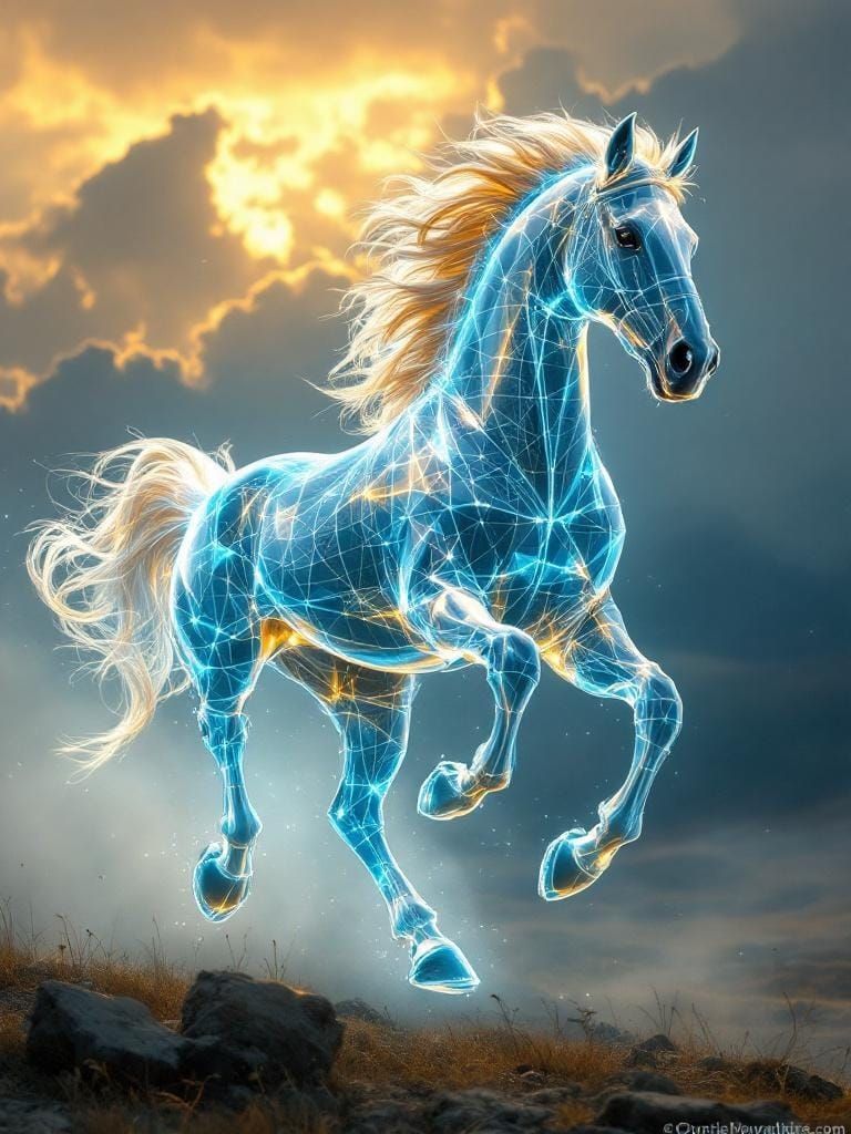 Horse Running Free in Hyperlucent Neoclassical Style