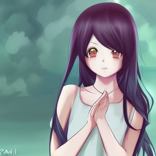 Cute Shy Girl in Anime Key Visual Style