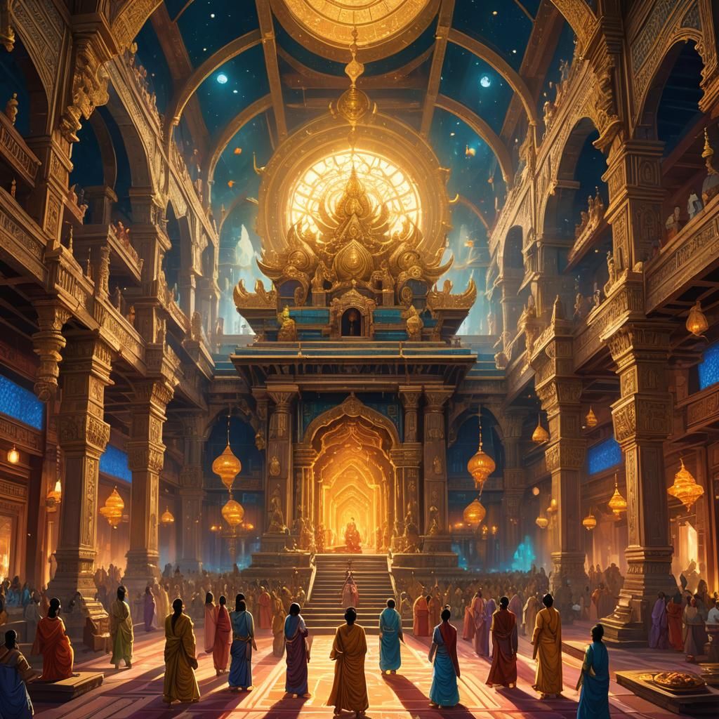 Yama's Assembly: Golden Fantasy Concept Art