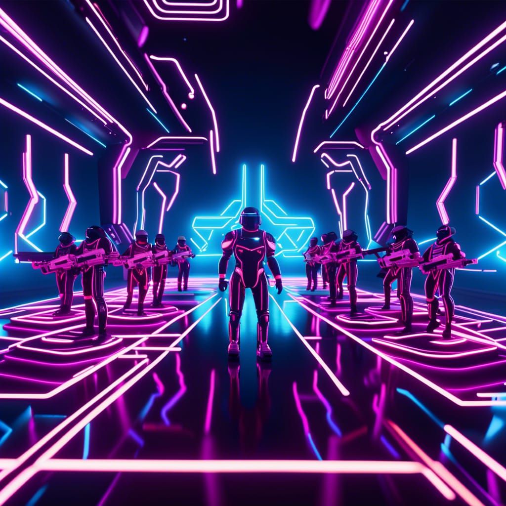 Army Plays Tron in Neon Synthwave World