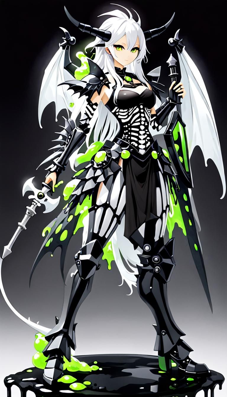 Dragon Girl Chimera with Metal Skeleton and Slime Body