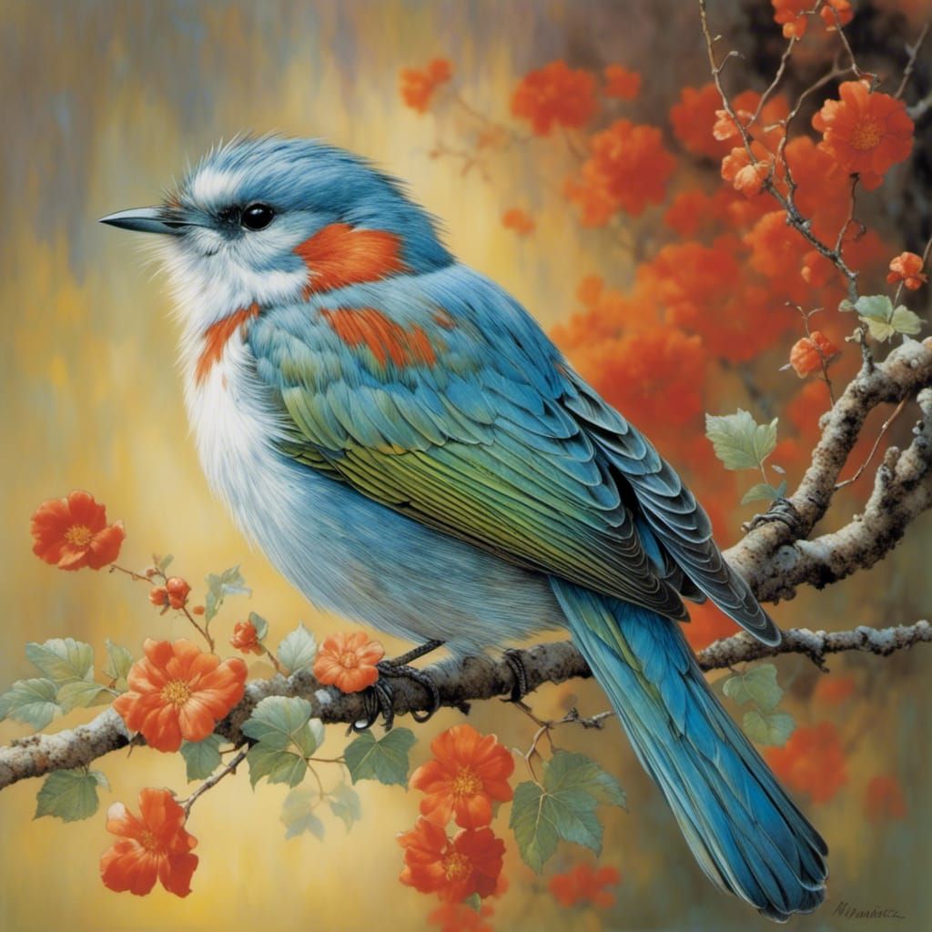 Vintage Style Bird Illustration in Flight