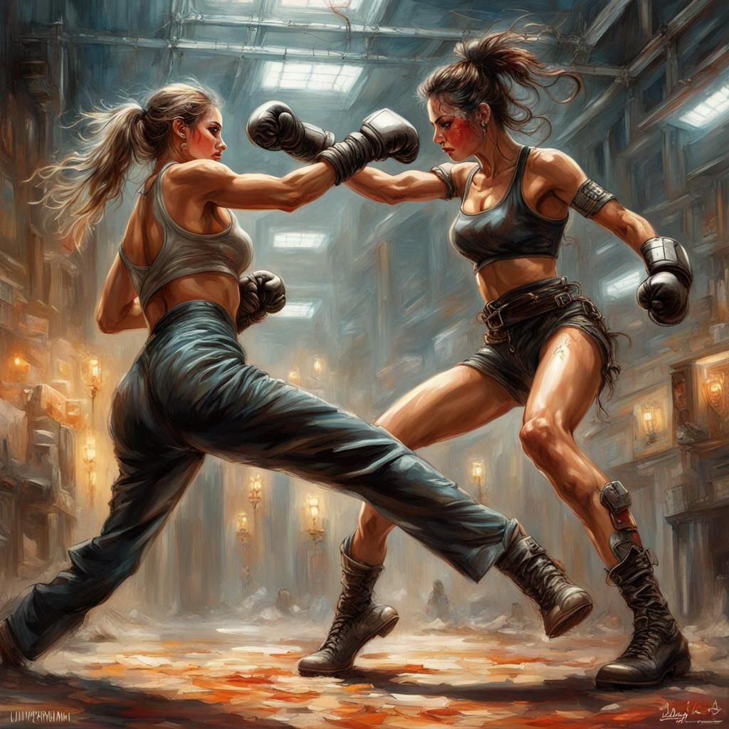 French boxing fighter attempts a stoppage kick