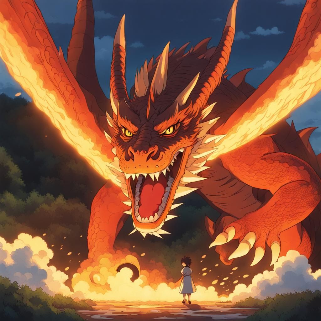 Fierce Dragon in Anime Key Visual Style