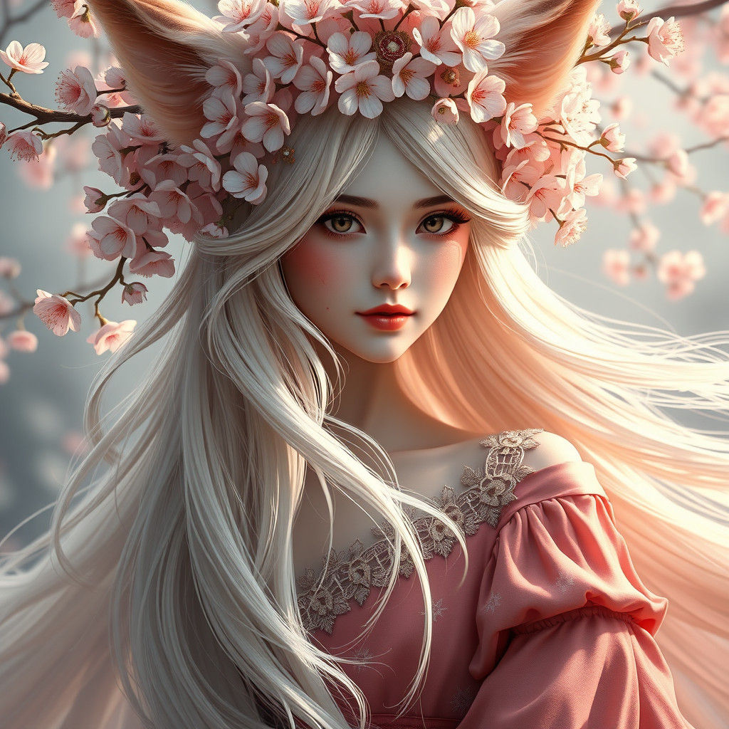Blossom Fox Queen in Digital Art Style