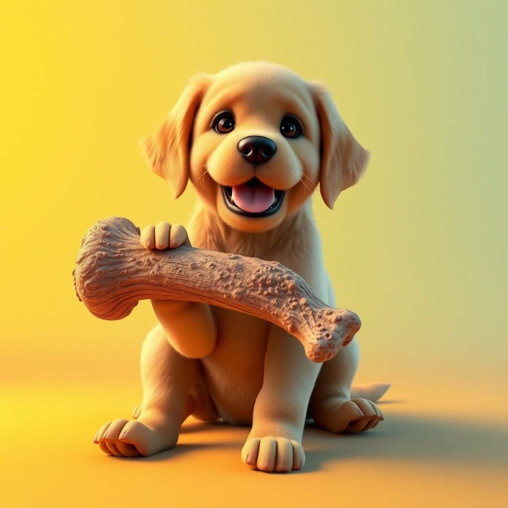 Golden Retriever Puppy in Vibrant, Radial Gradient Backgroun...