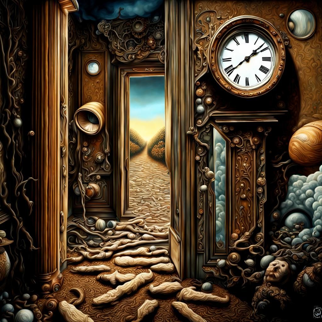 Surrealist Painting of Time in Hyperrealistic Style