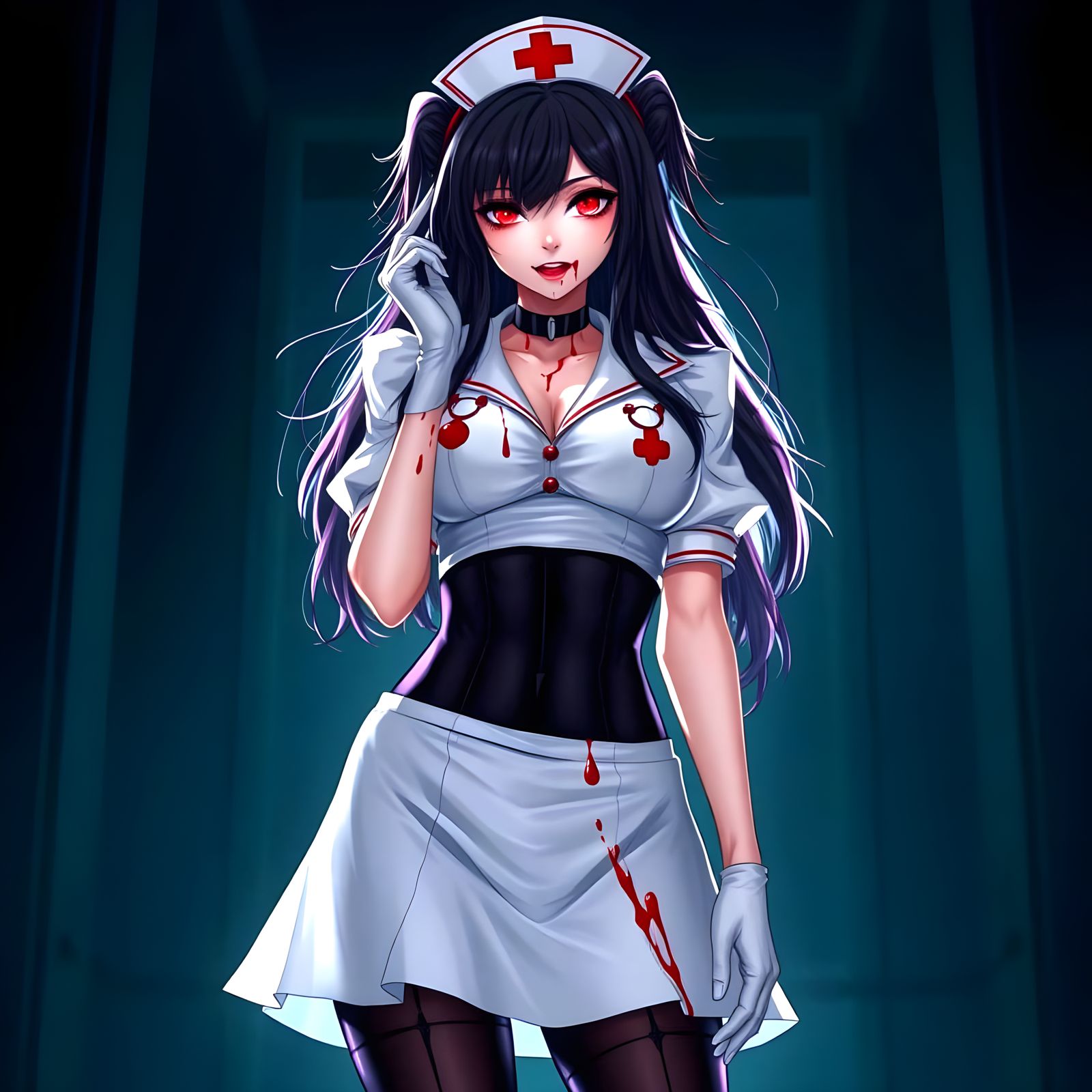 Seductive Anime Villain in White Nurse Outfit