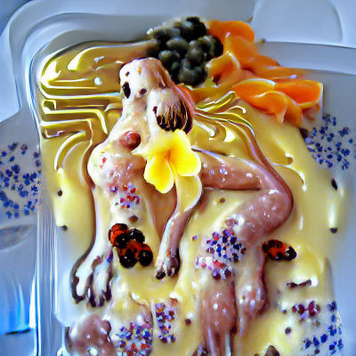 Surreal Nude Covered in Honey and Flowers
