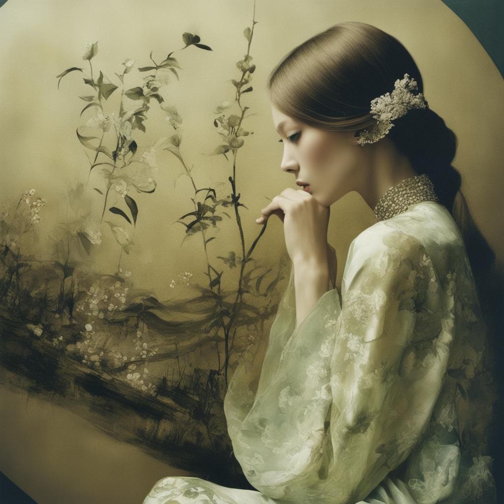 Tanya Dziahileva Pastel Lithograph for Vogue China