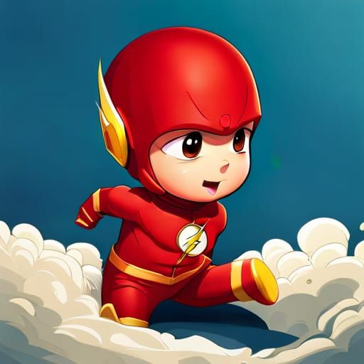 Cute Chibi Baby Flash in Digital Art Style
