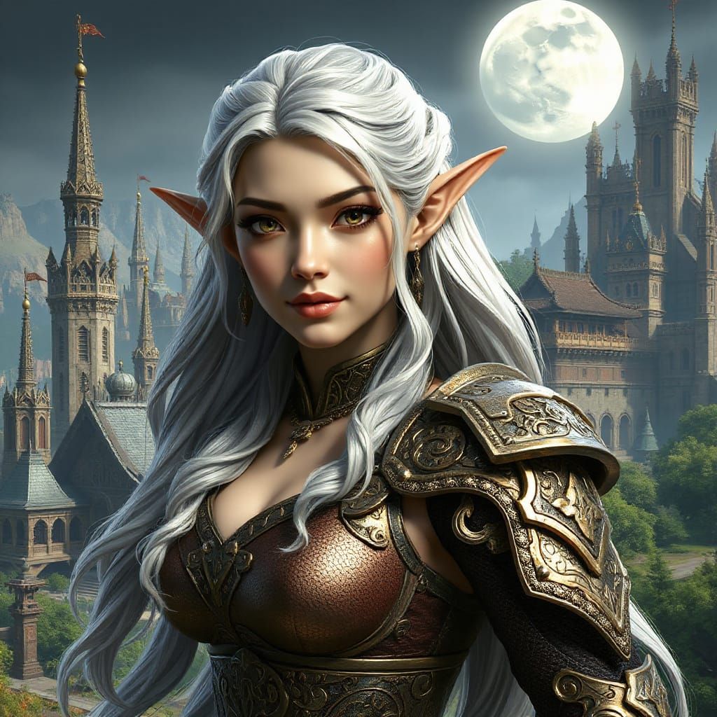 Elegant Elf Warrior Princess in Hyper-Realistic 3D