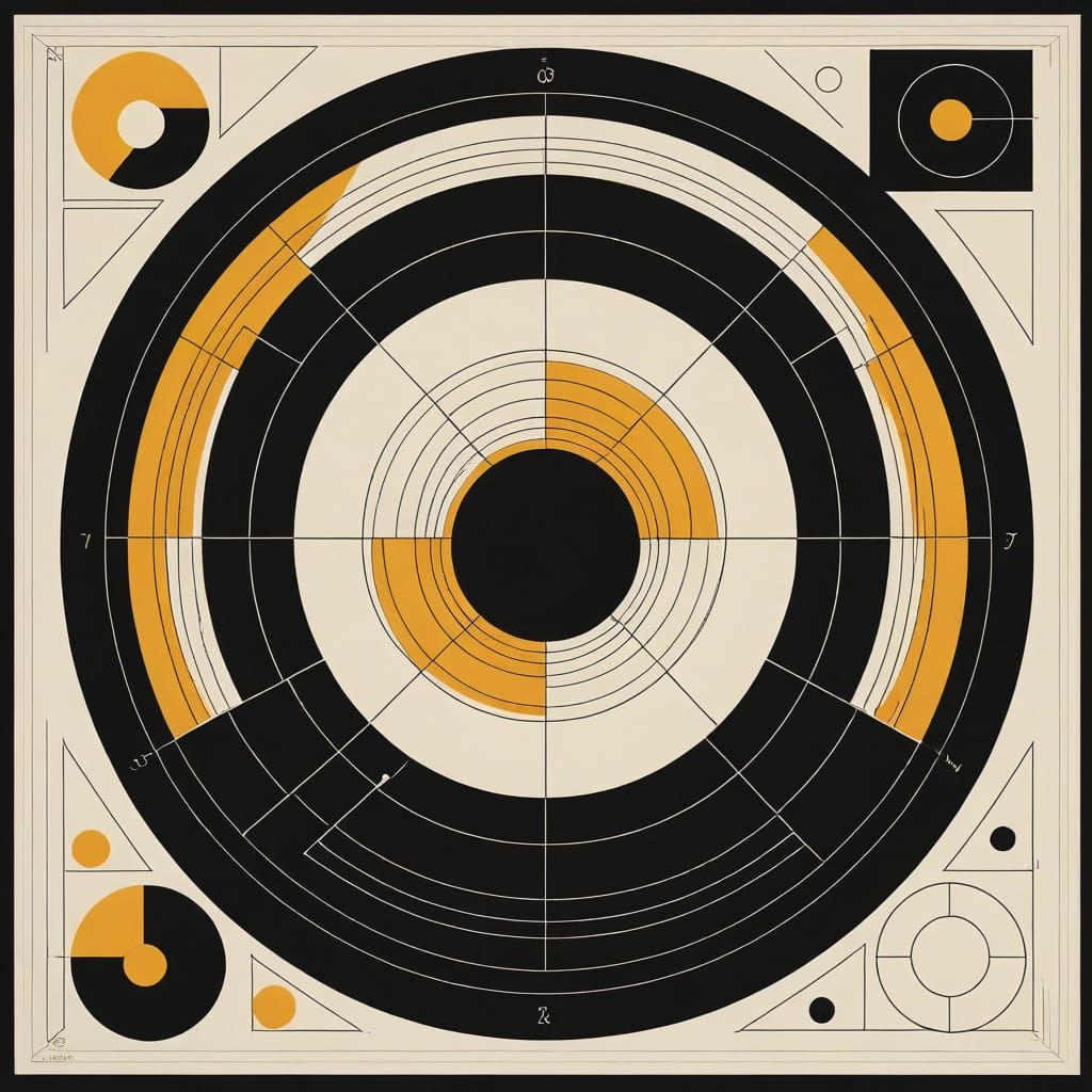 Bauhaus-Inspired Geometric Art with Bold Lines and Shapes