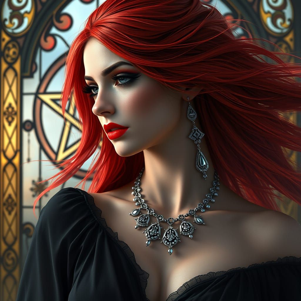 Ethereal Goddess in Stained Glass Hues