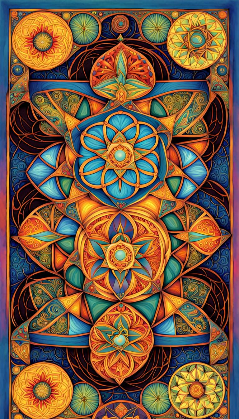 Sacred Geometry Mandalas in Book of Kells Style