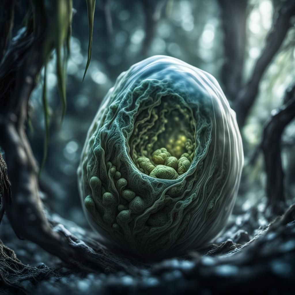 Fantasy Slime Cocoon Lifeforms: Hyperrealistic Emergence