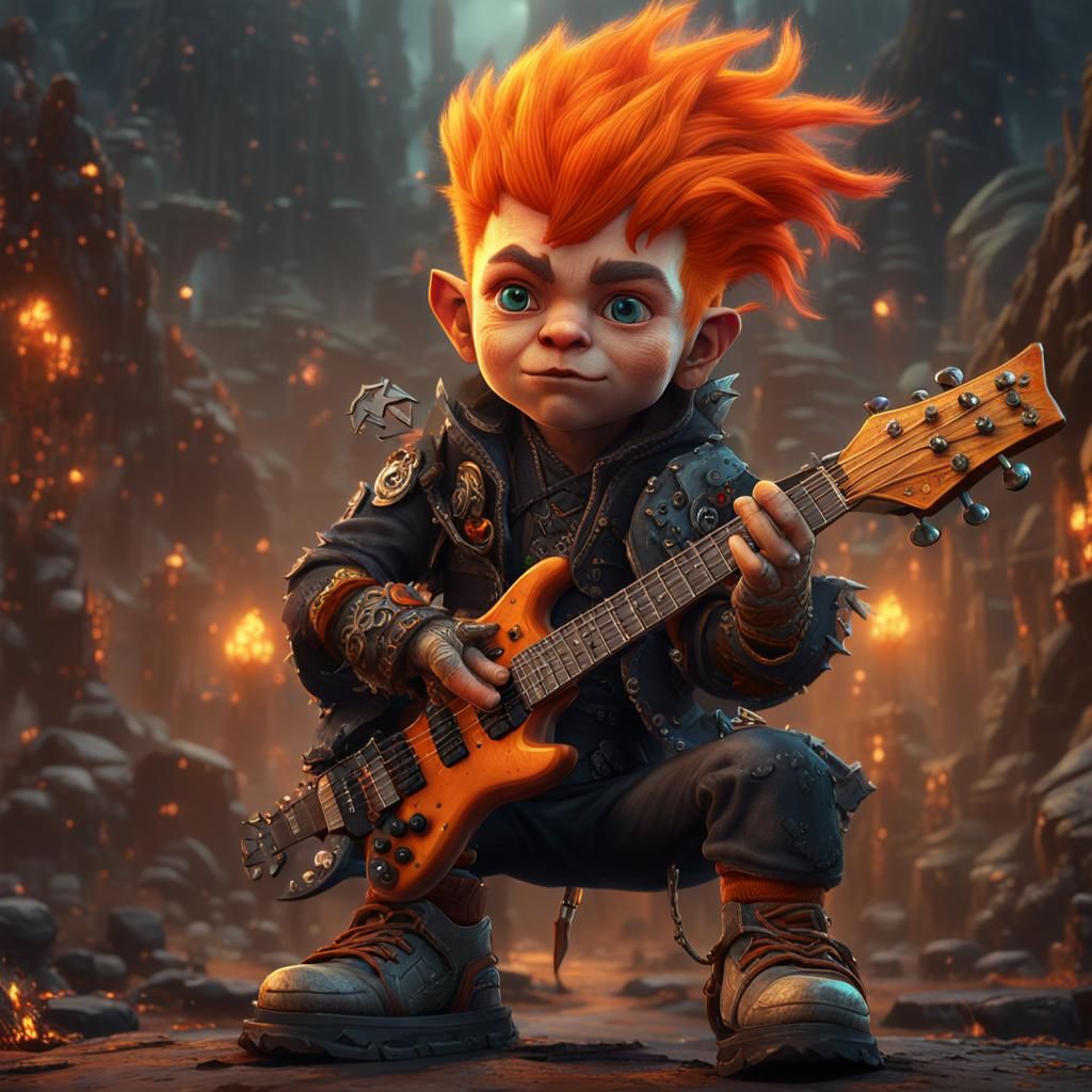 Halfling Punk Rocker with Orange Hair