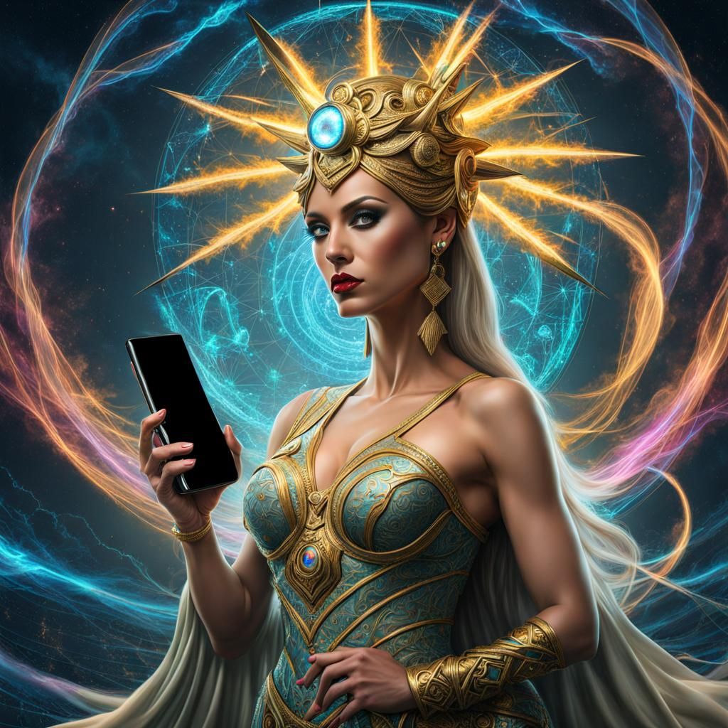Goddess of Cell Phones in a Photorealistic Fantasy