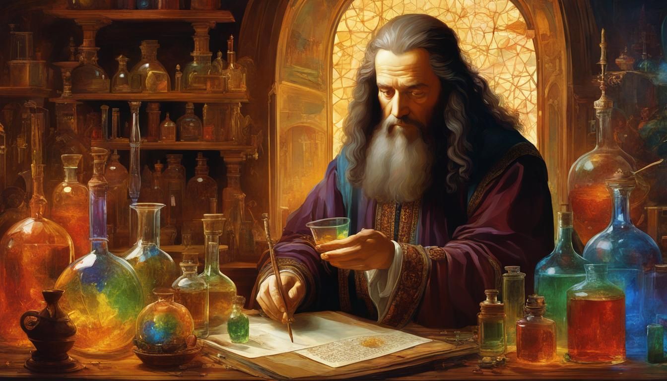 Da Vinci in Alchemy Lab, Romanticism Style