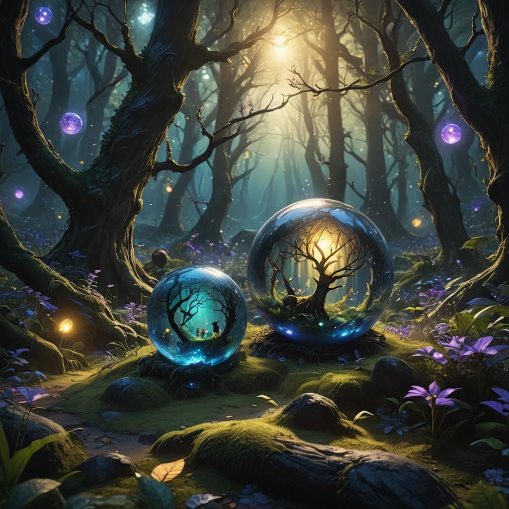 Glowing Orb in Mystical Forest: Fantasy Concept Art