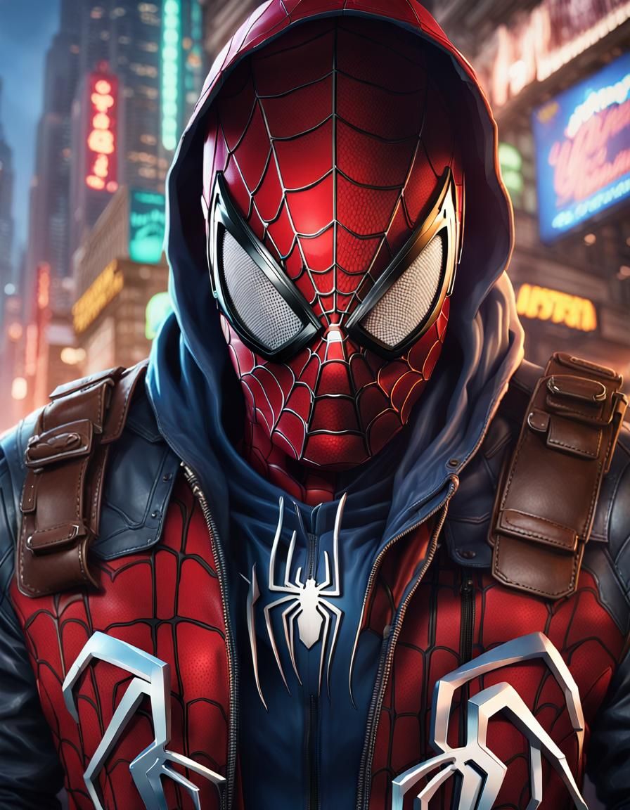 Cyberpunk Spider-Man Portrait: Hyperdetailed Art