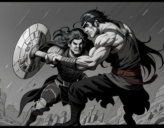 Medieval Fantasy Warrior in Epic Battle