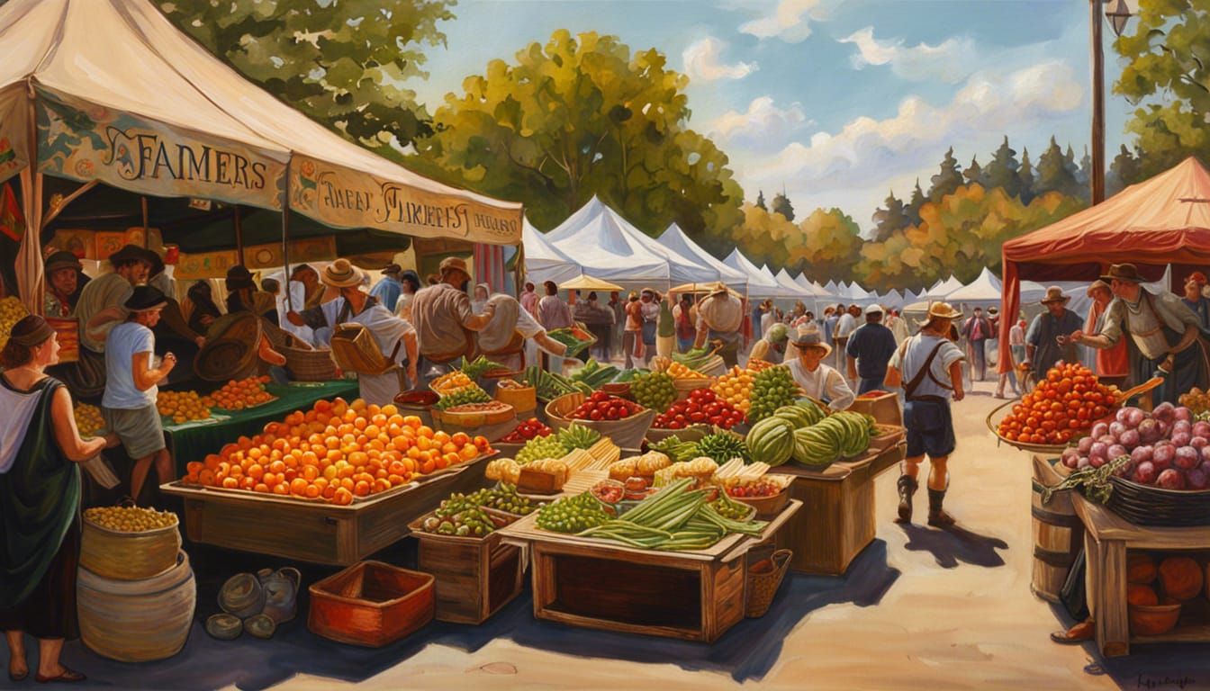 Vibrant Medieval Farmers Market in Photorealistic Style
