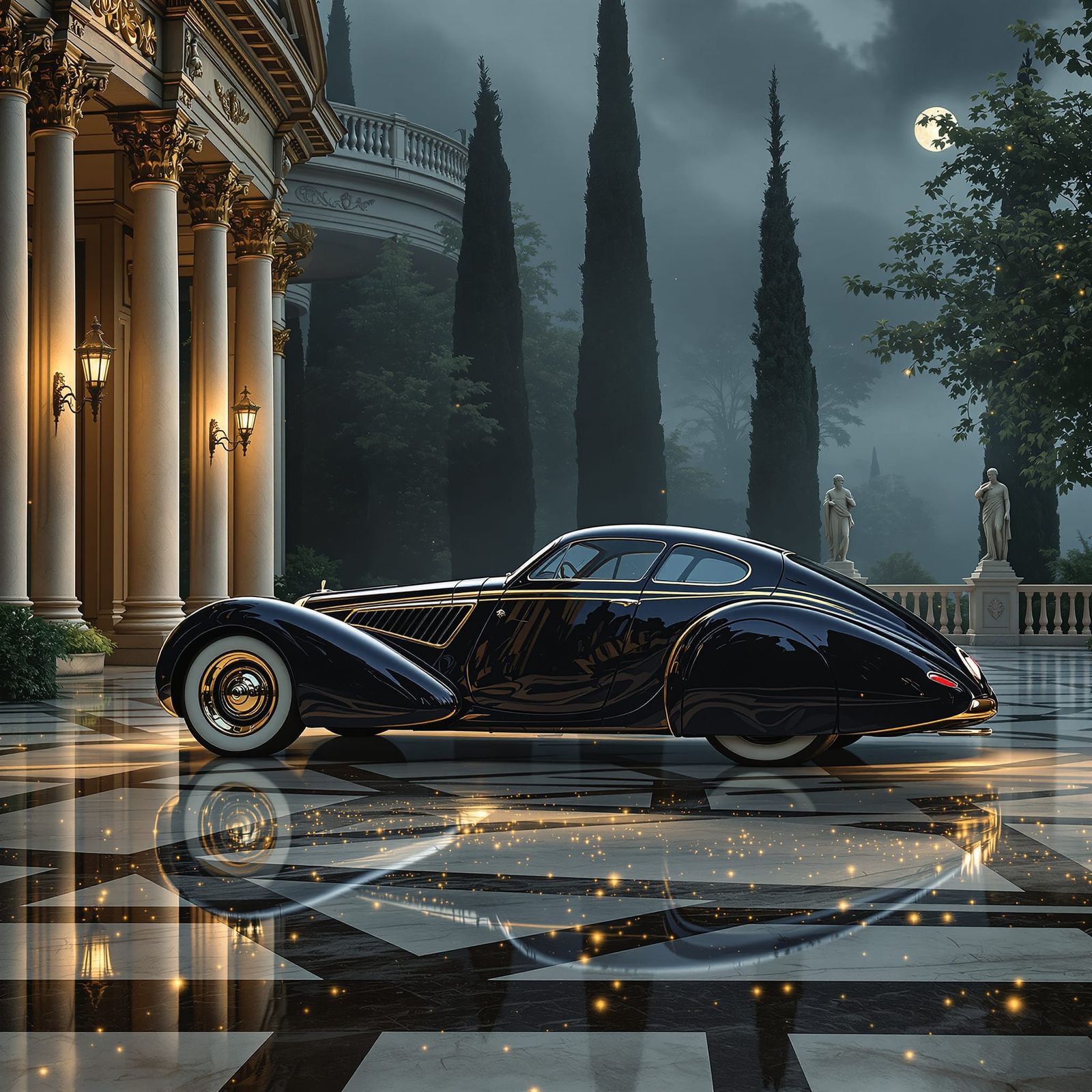1939 Alfa Romeo Coupe in Italian Villa Courtyard