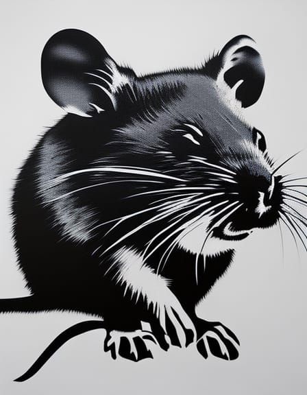 Banksy-Style Rat with Union Jack in Stencil Art