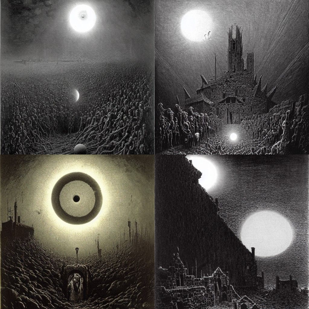 Horror During Solar Eclipse: Medieval Surrealism