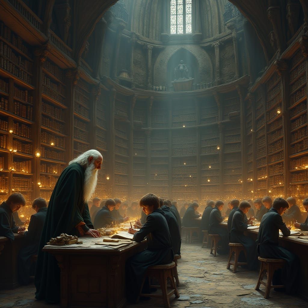 Majestic Library in Mystical Style