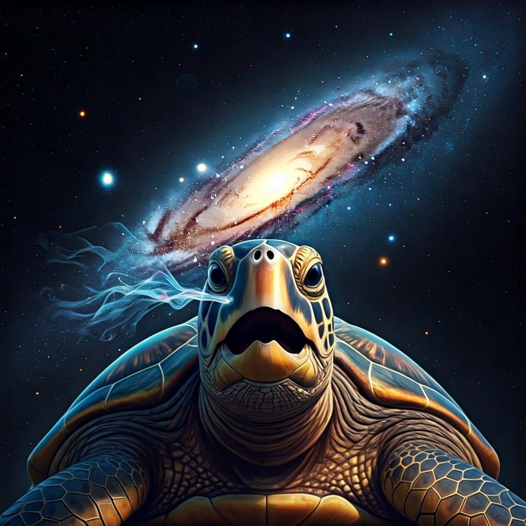 Cosmic Turtle Sneezes the Milky Way: 8k Render
