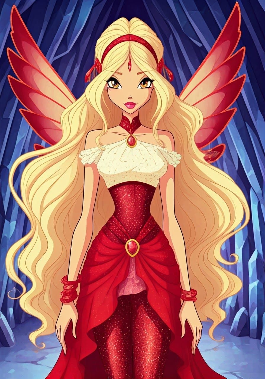 Princess Diaspro in Crystal Cave, Ghibli Anime Style