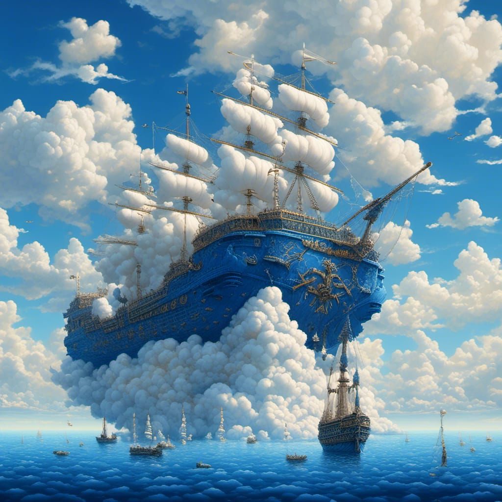 Bluebird in Blue Sky Over Ocean