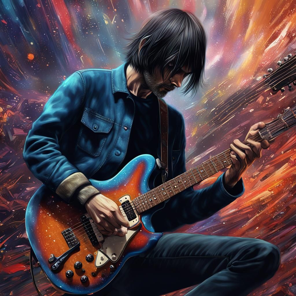 Guitarist in Detailed Matte Painting Style