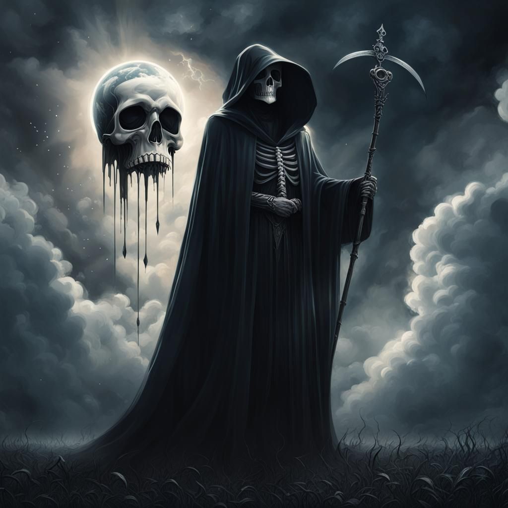 Grim Reaper Tarot Card in Filip Hodas Style