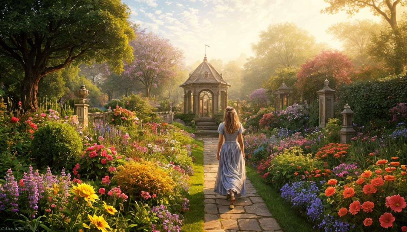 Ethereal Fantasy Garden in Hyperdetailed Style