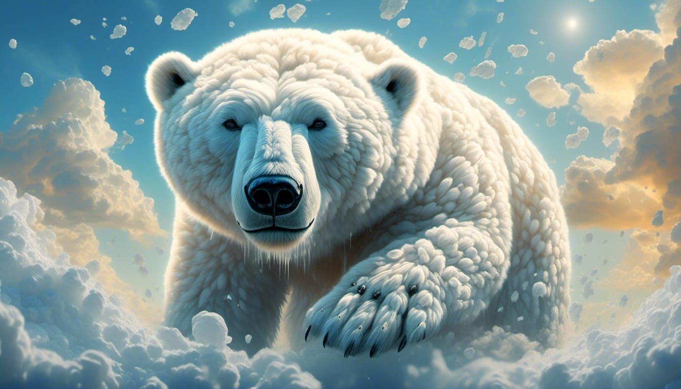Cloud Polar Bear in Sunny Sky