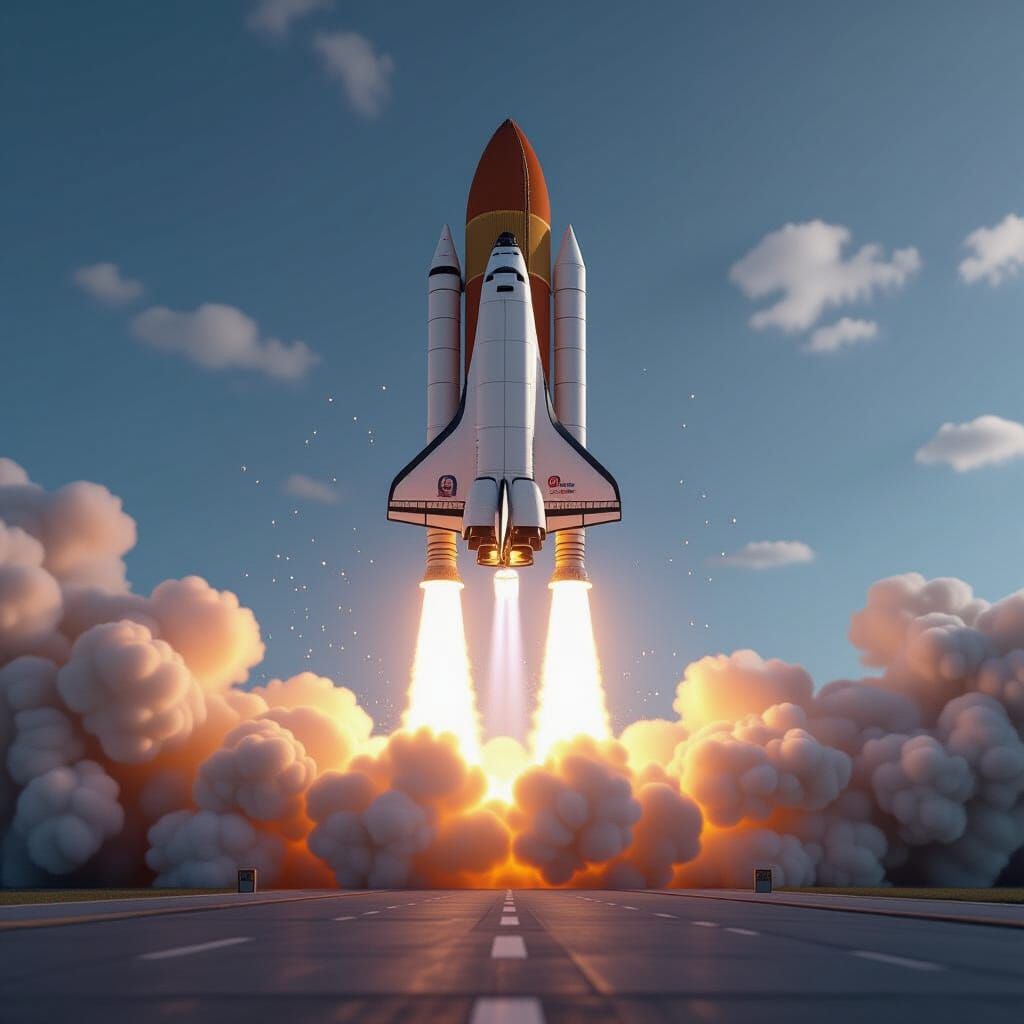 Apollo Space Shuttle Launch in 3D Cinematic Style
