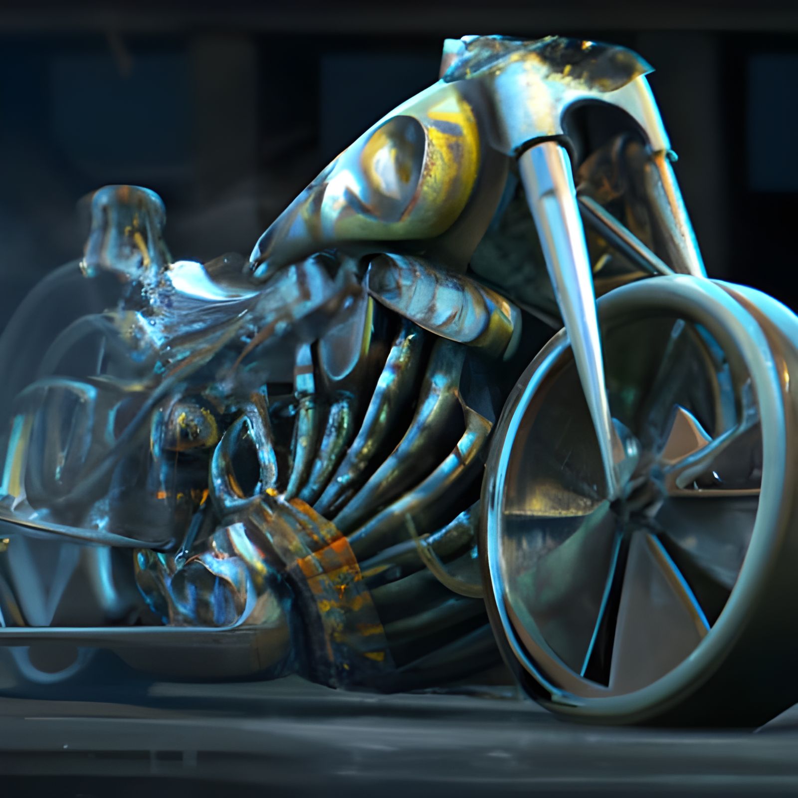 Living Harley Motorcycle in Dark Fantasy Style