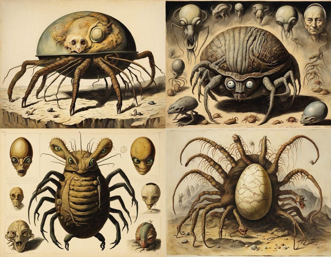 Surreal Alien Abomination in Grotesque 1940s Scientific Styl...