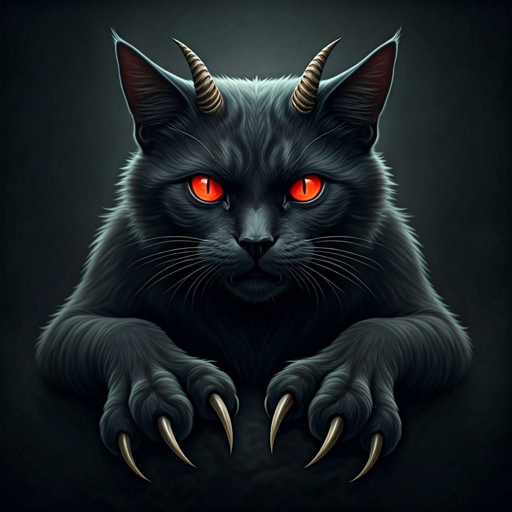 Terrifying Demonic Black Cat with Razor Claws