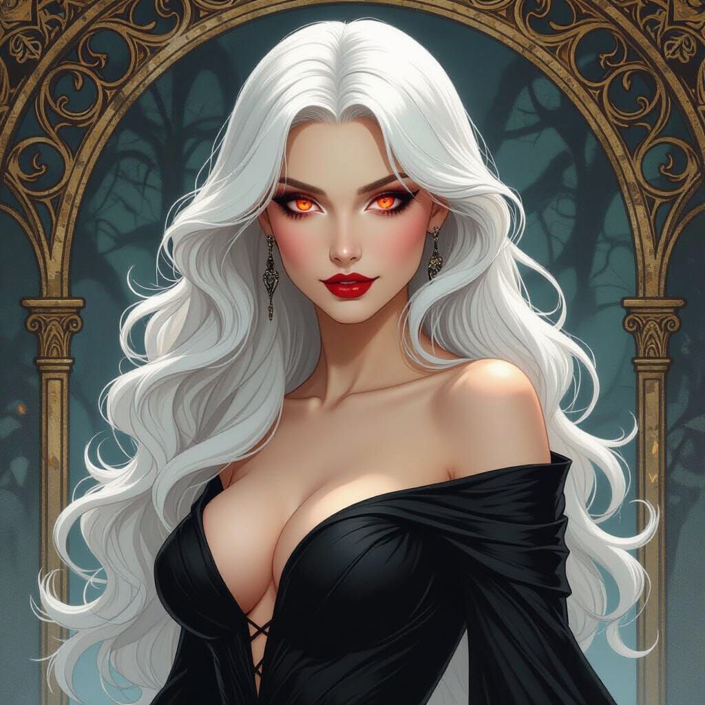 Elegant Vampire Woman in Art Nouveau Style
