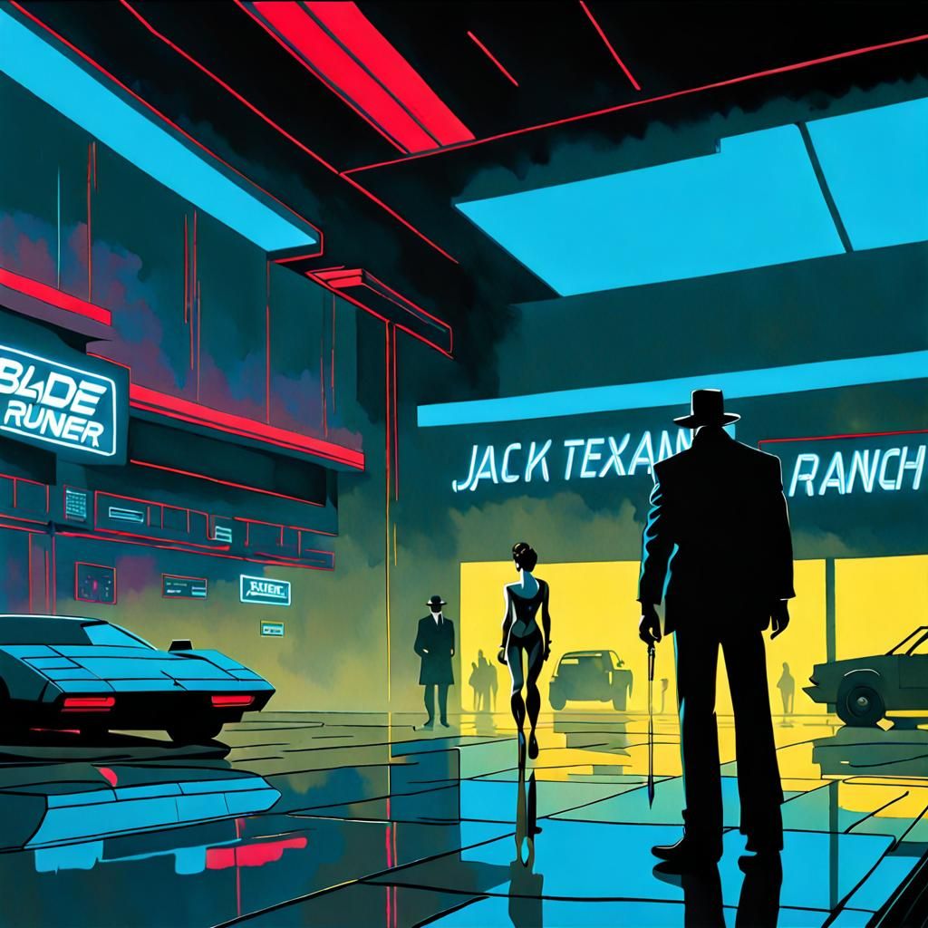 Cyberpunk Ranch in Watercolor with Neon Lighting