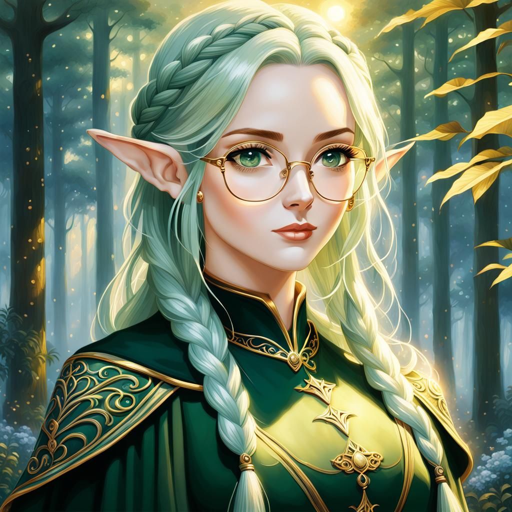 Anime Sketch of High Elf with Glasses