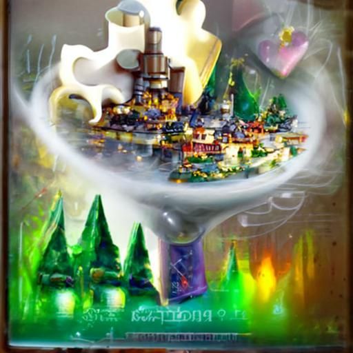 Radioactive Puzzle Piece in Ethereal Fantasy Style