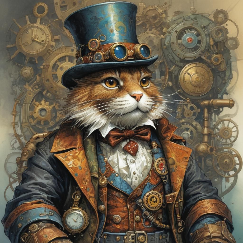 Steampunk Soft Toy Concept Art in Vivid Colors